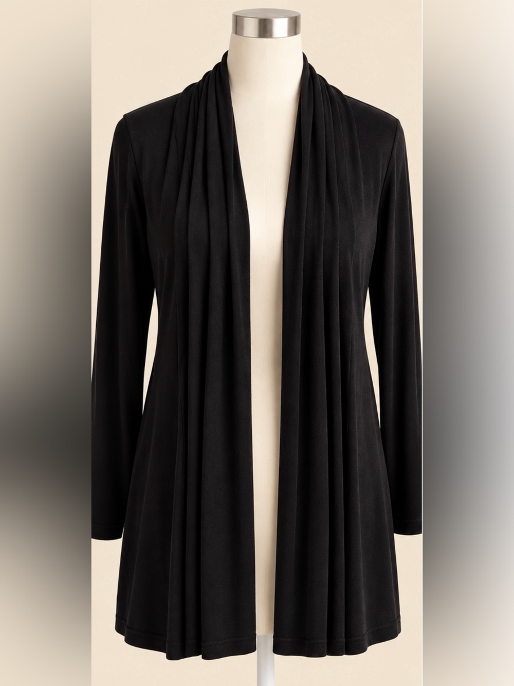 Coldwater Creek Black Open Front Cardigan 1X 16W 18W Made USA Draped